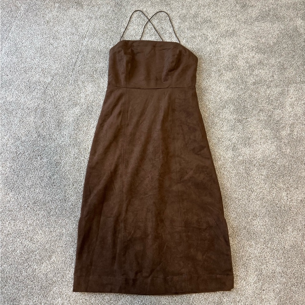 Anthropologie Strappy Faux Suede Midi Dress